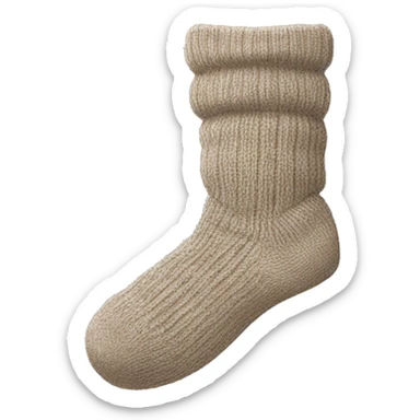 A pair of knit socks in neutral tones folded neatly or being worn while lounging.  sticker