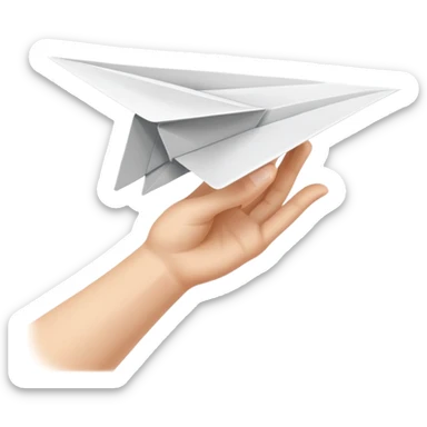 hand throwing a paper airplane, fun and dynamic sticker