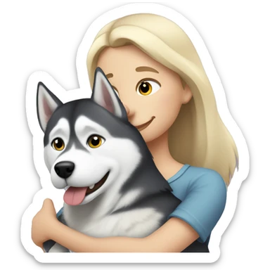 Husky dog ​​in the arms of a blonde sticker