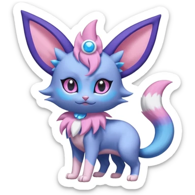 Espeon-Sylveon-Purrloin-Meowstic-Fakémon-hybrid-creature (full body)  sticker