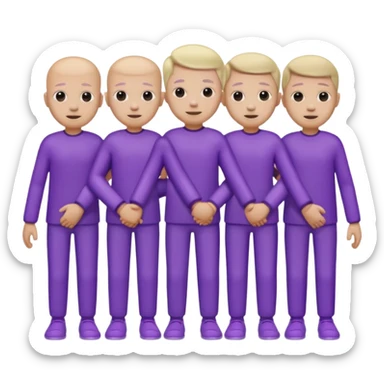 purple group without eyes and nose  holding hands sticker