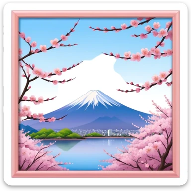 Cherry blossom scenery, Mount Fuji sticker