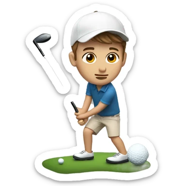 White Boy with brown hair playing golf but falling sticker