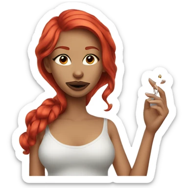 Red Hair Beautiful Smoking vape sticker