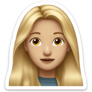 long blond hair girl with gold earrings and brown eyes sticker