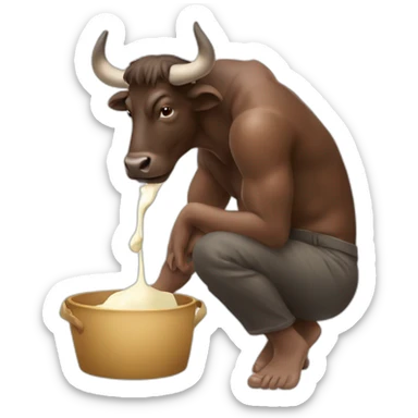 man milking buffalo sticker