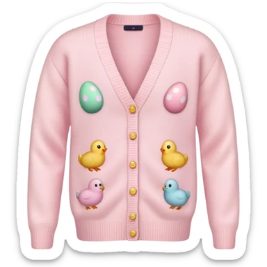 Pastel pink knit Easter cardigan  sticker