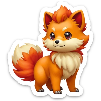 Vulpix-Growlithe-Fakémon-hybrid-creature (full body)  sticker
