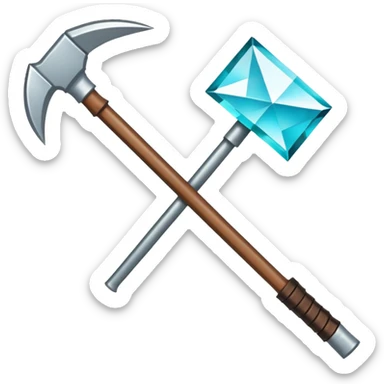 Minecraft diamond pickaxe with brown handle sticker