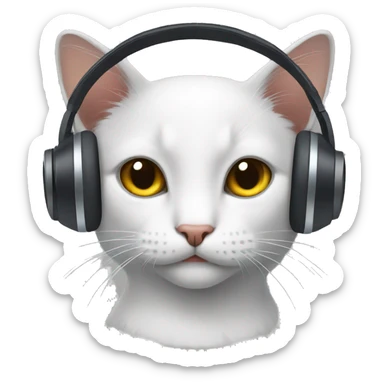 cat with headphones sticker