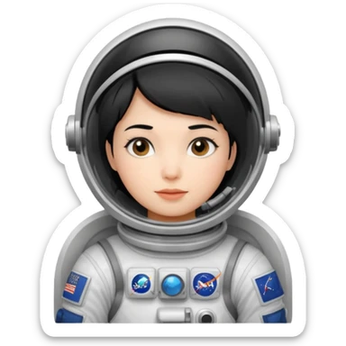 Young, female, astronaut suit, short black hair, white skin
 sticker