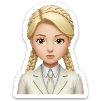 yelena belova in white widow suit with blonde hair in a braid sticker