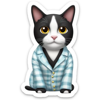 Tuxedo cat in pyjamas sticker