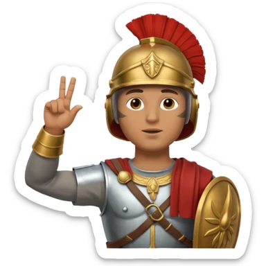 an ancient roman republic soldier doing a salute where he points all his fingers to the sky straight with his right hand like a WW2 german salute sticker