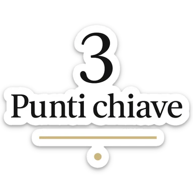 text '3 Punti chiave' in modern font with typographic accent, black and gold, minimal decoration like a line or dot, suitable for professional presentations sticker