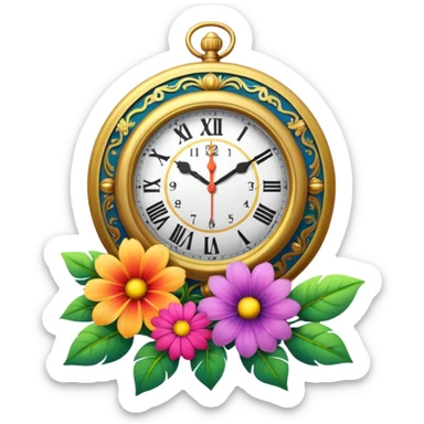 flower blooming next to a clock sticker