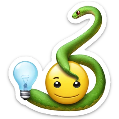 A snake with a lightbulb instead of a head, and a battery connected to his tail sticker