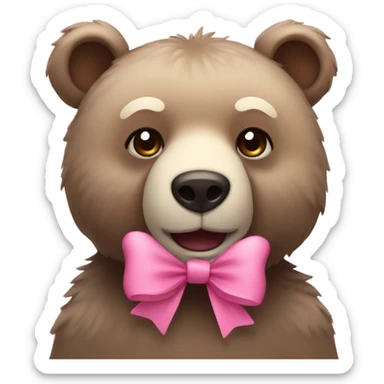 Bear with pink bow sticker