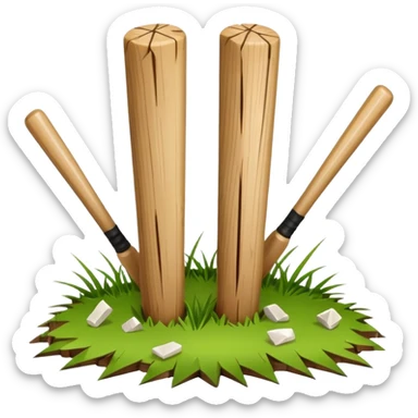 real cricket stumps hit by single ball sticker