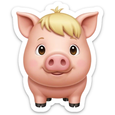 Pig with blonde hair sticker