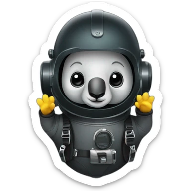 happy koala in black commercial diving suit sticker