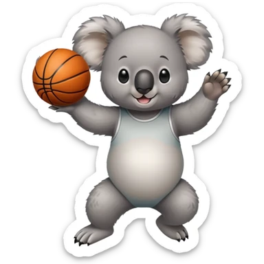 Koala bear doing behind the back pass with basketball sticker