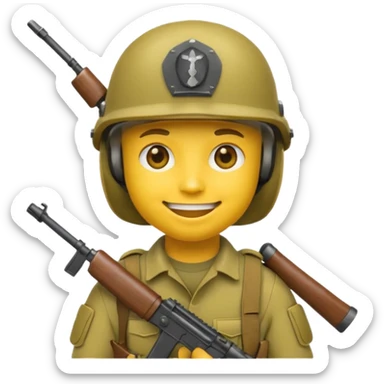 Yellow emoji face soldier sticker