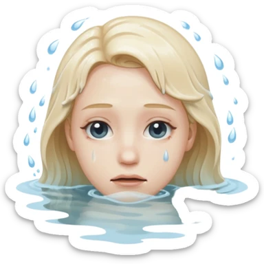 Tête qui se noit dans l’eau avec l’eau qui monte jusqu’à la moitié du visage  sticker