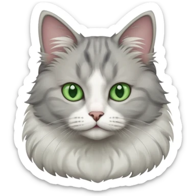 a grey and white cat sitting regally sticker