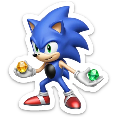 I want Sonic the hedgehog with chaos emeralds sticker