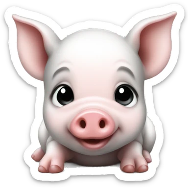 a baby pig black and white sticker