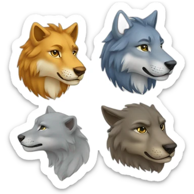 half lion, half wolf, hald dolphine sticker