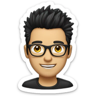 a guy with white coloured spectacles,black coloured Fauxhawk hairstyle sticker