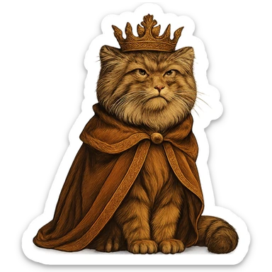 A royal Pallas's cat (Manul) in brown-orange colors, majestic and regal sticker