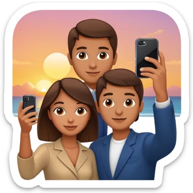 Couple Selfie + phone + sunset sticker