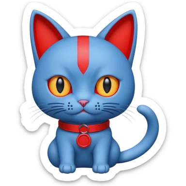 Cat with no ears head blue body blue with gadget red tail creator in fujiko pro sticker