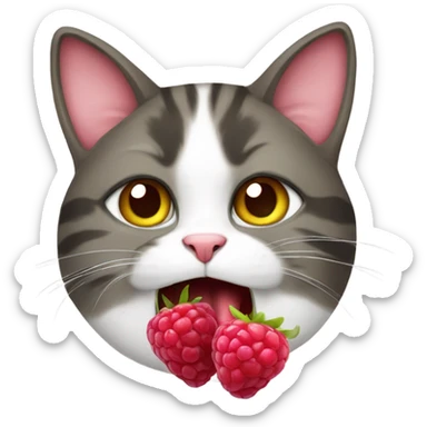 Cat eating raspberry  sticker