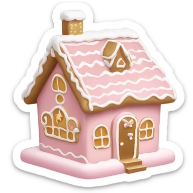 light pink and gold and white gingerbread house sticker
