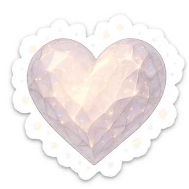 sparkling heart, ghibli style, no background sticker