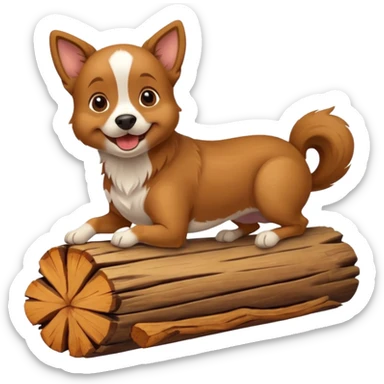 Dog on a log sticker