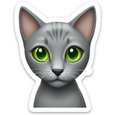 Grey cat with green eyes with boxing gloves on  sticker