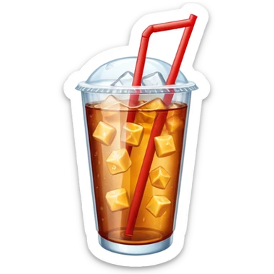 soft drink cup from a fast food restaurant with ice cubes visible sticker