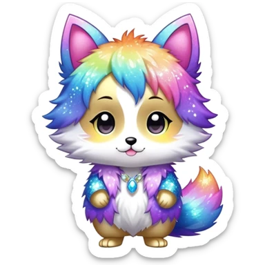  High quality detailed Cute Cool Kawaii stylish Pretty Chibi Fur-Sona Shiny Colorful Sparkly Fakemon Full Body sticker