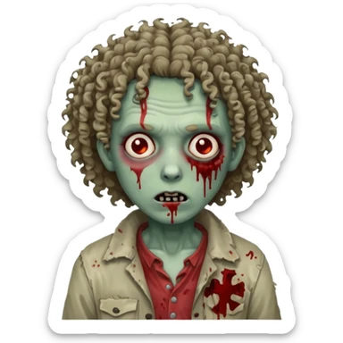 curly haired zombie sticker