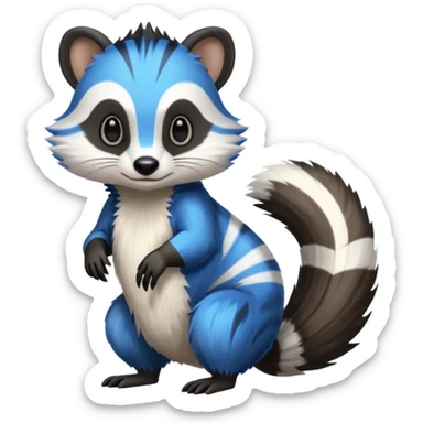 Black/White/Blue Skunk-Badger-Furret-Numbat-animal-fusion (full body) sticker