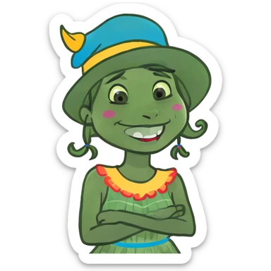 arms crossed holding neck laughing girl sticker