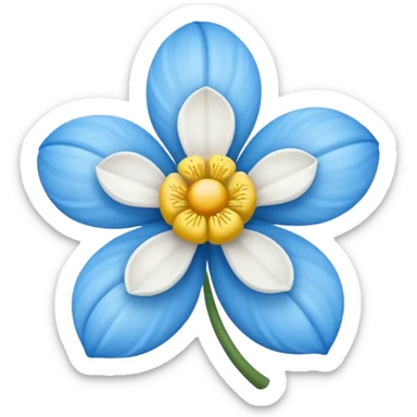 Flor azul y blanco y amarillo sticker