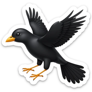 flying black bird, simple sticker