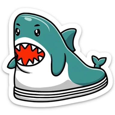 Colorful Bape sneaker with shark face design, bright colors, street style fashion sneaker sticker