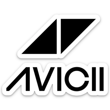 Avicii logo, minimalist, clean lines, electronic music theme sticker